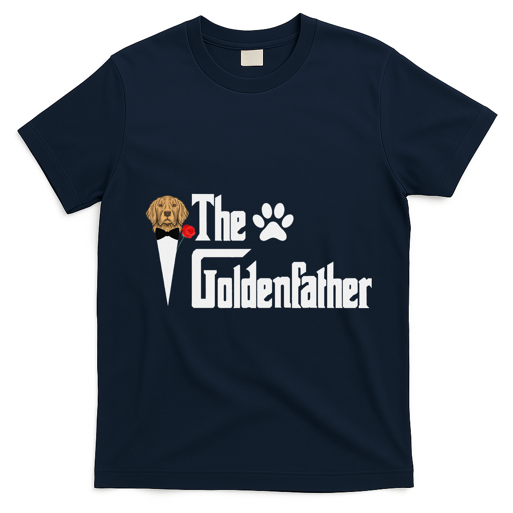 Funny The Goldenfather Golden Retriever Dog Father T-Shirt - Navy Blue