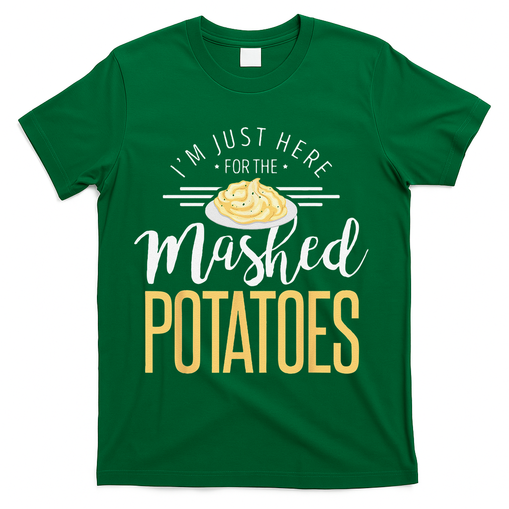 Funny Thanksgiving Im Just Here For The Mashed Potato T-Shirt - Green