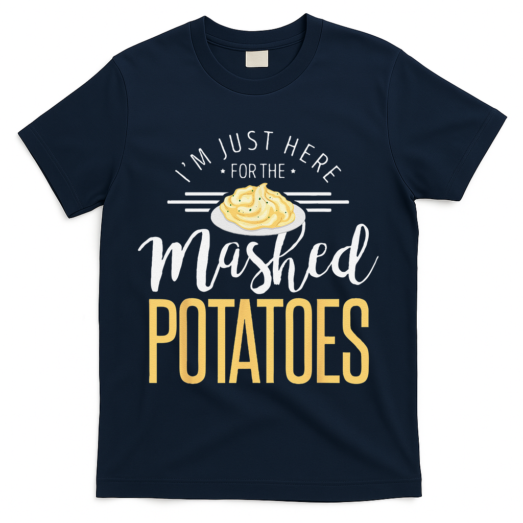 Funny Thanksgiving Im Just Here For The Mashed Potato T-Shirt - Navy
