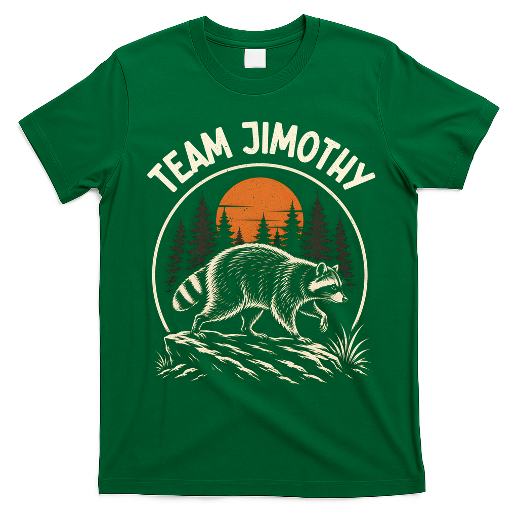 Funny Team Jimothy Raccoon Wilderness T-Shirt - Irish Green