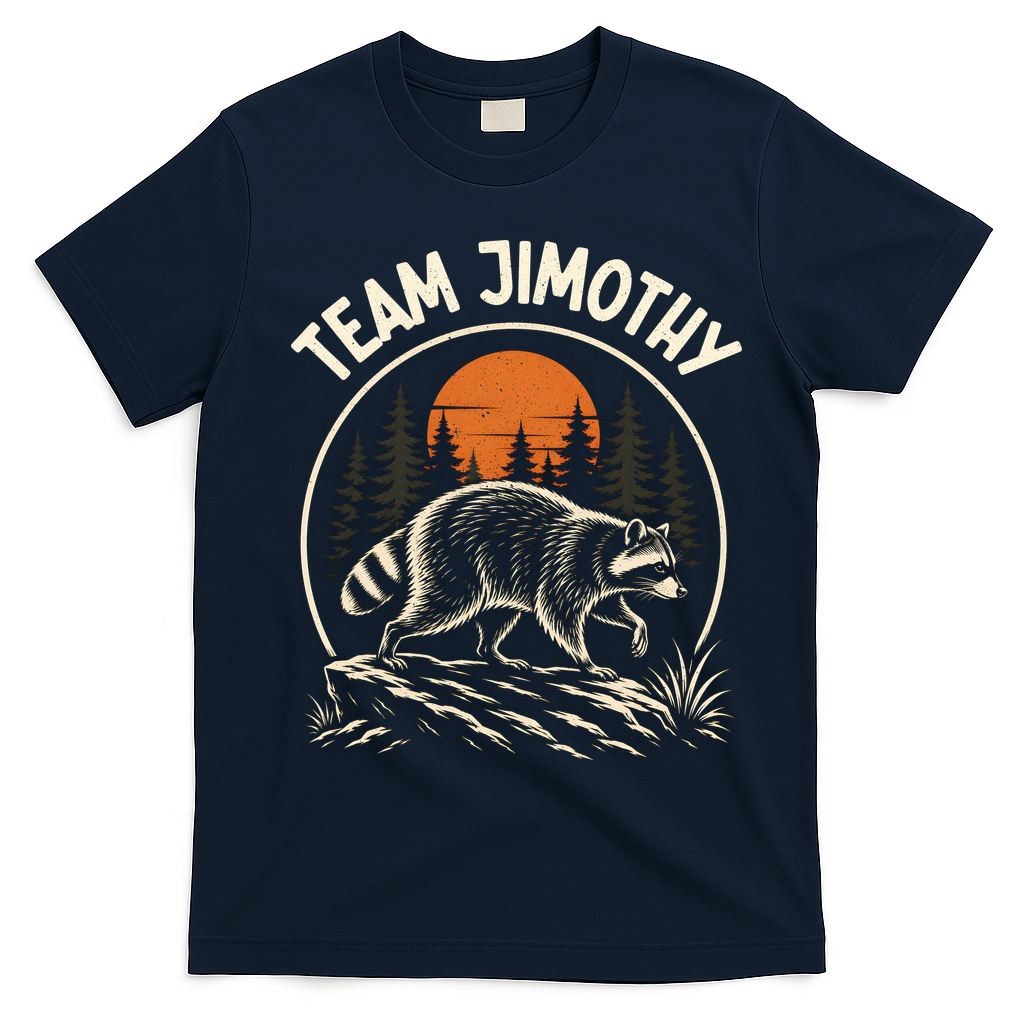 Funny Team Jimothy Raccoon Wilderness T-Shirt - Navy Blue