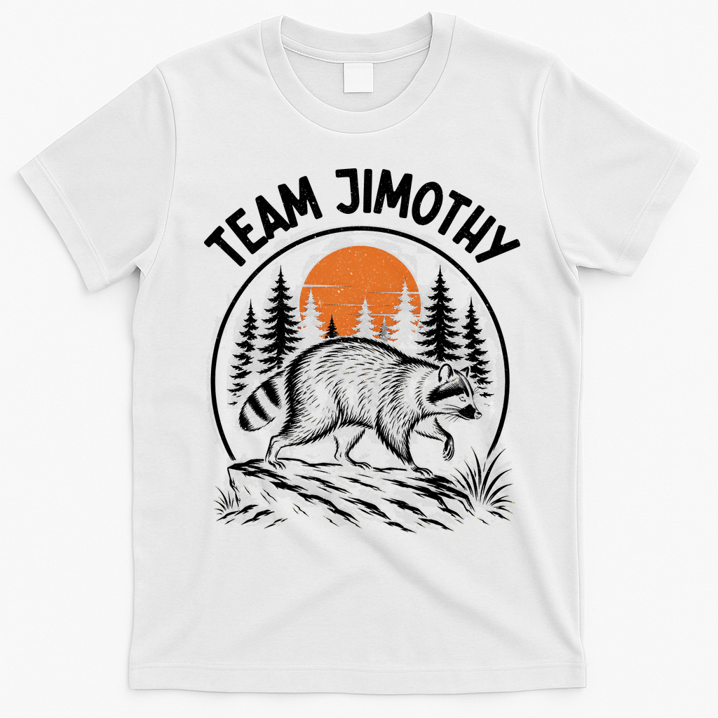 Funny Team Jimothy Raccoon Wilderness T-Shirt - White