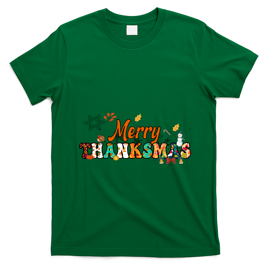 Funny Thanksmas Merry Thanksmas Thanksgiving Christmas T-Shirt - Irish Green