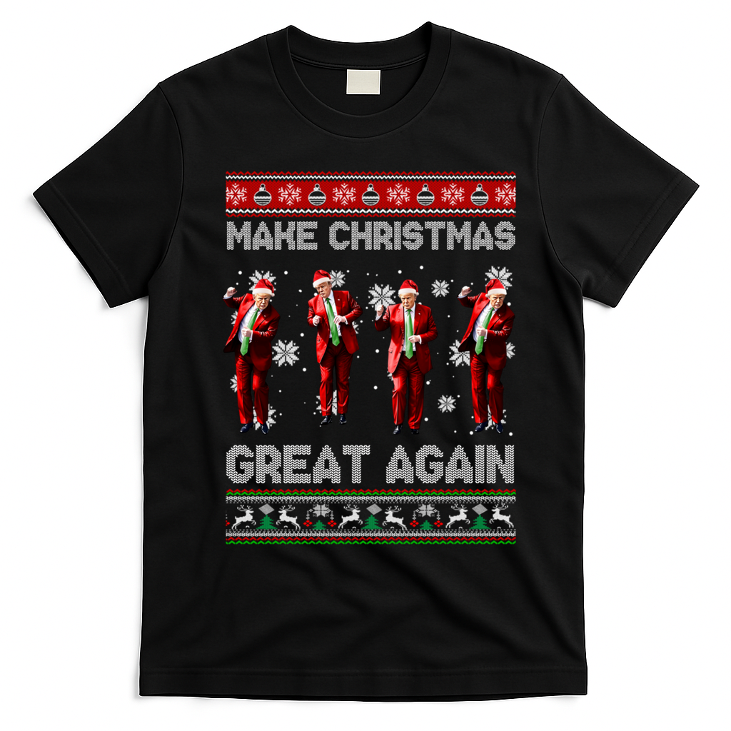 Funny Trump Make Christmas Great Again Ugly Christmas Sweater Xmas T-Shirt - Black