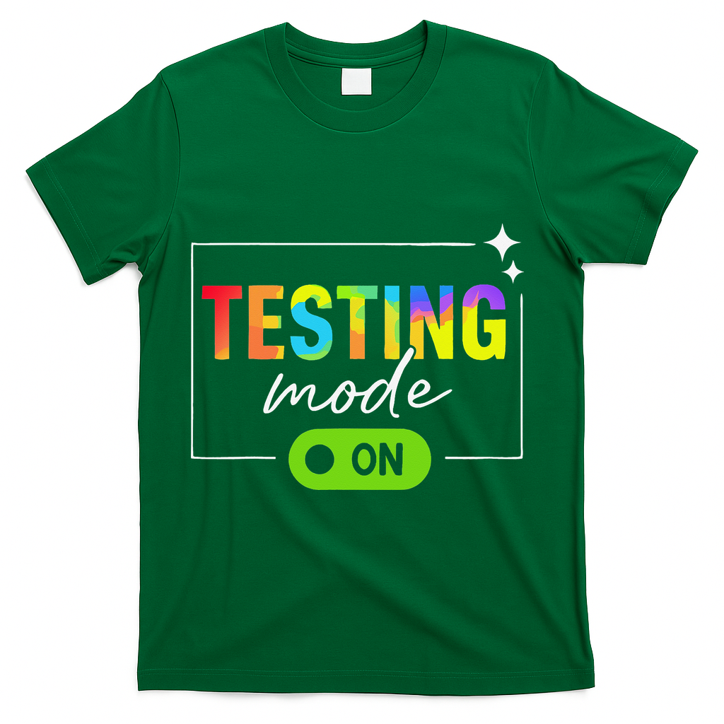 Funny Testing Mode On Motivational Test Day For Teacher T-Shirt - Green