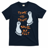 Funny Trick Or Treat Smell My Feet Halloween T-Shirt - Navy Blue