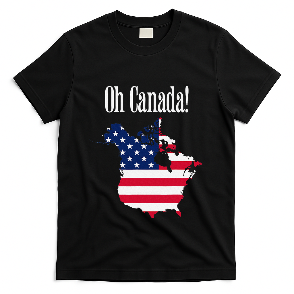 Funny Trump Oh Canada! Usa Canada Map 51st State T-Shirt - Black