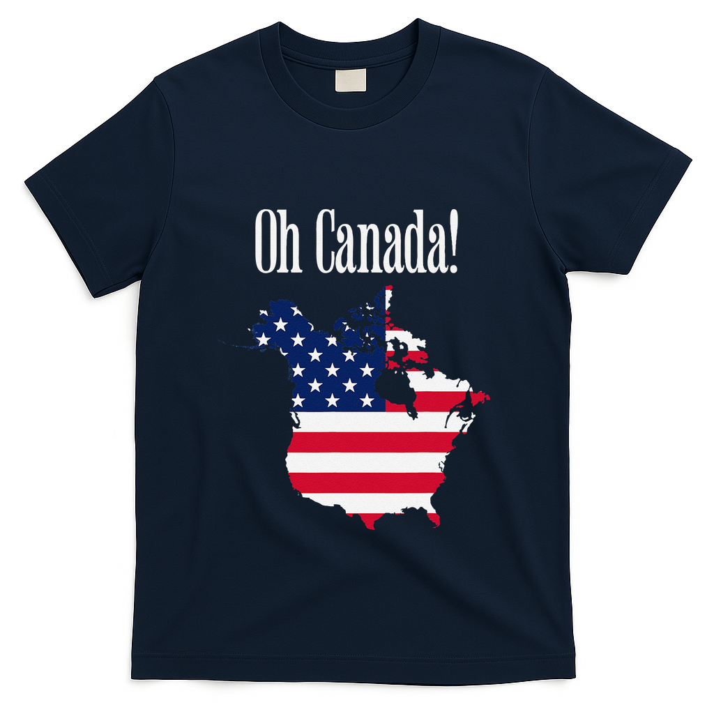 Funny Trump Oh Canada! Usa Canada Map 51st State T-Shirt - Navy