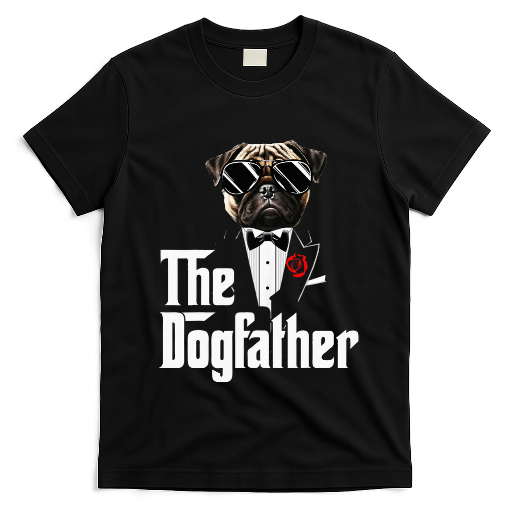 Funny The Pug Dog Father Pug Dog Dad Christmas T-Shirt - Black