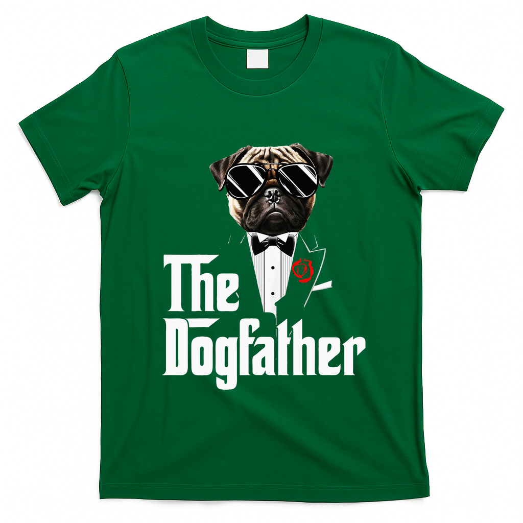 Funny The Pug Dog Father Pug Dog Dad Christmas T-Shirt - Irish Green