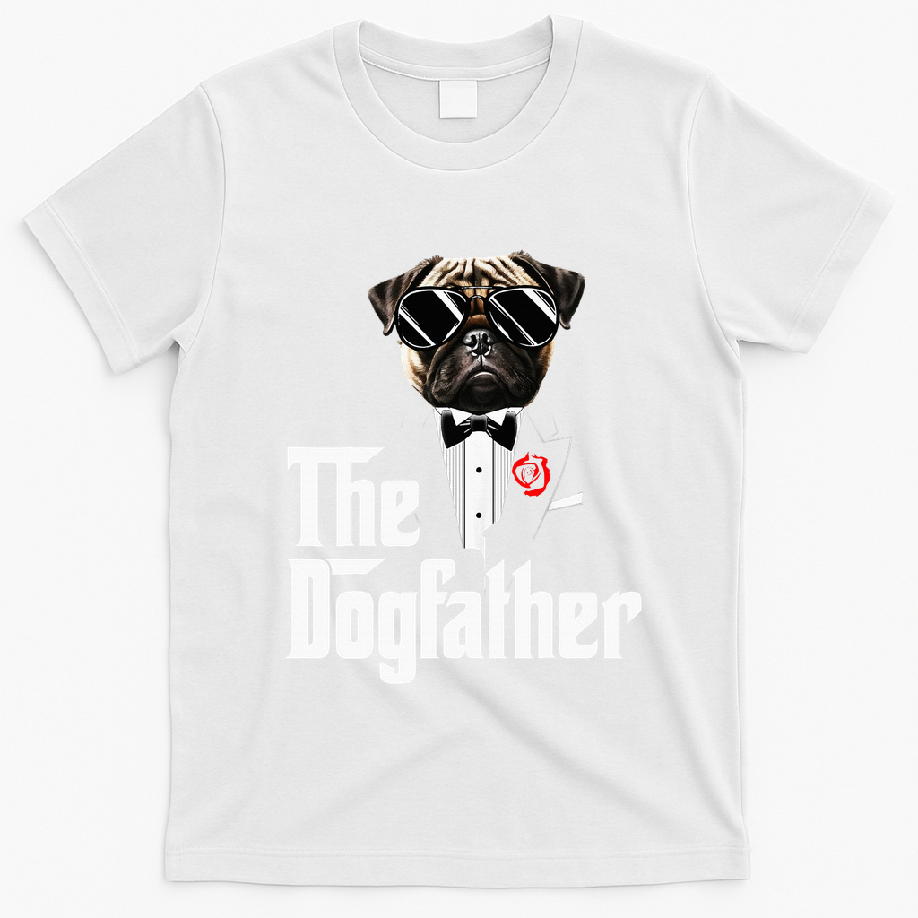 Funny The Pug Dog Father Pug Dog Dad Christmas T-Shirt - White