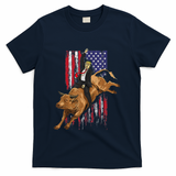 Funny Trump Rodeo Bull Rider Patriotic American Flag Trump T-Shirt - Navy