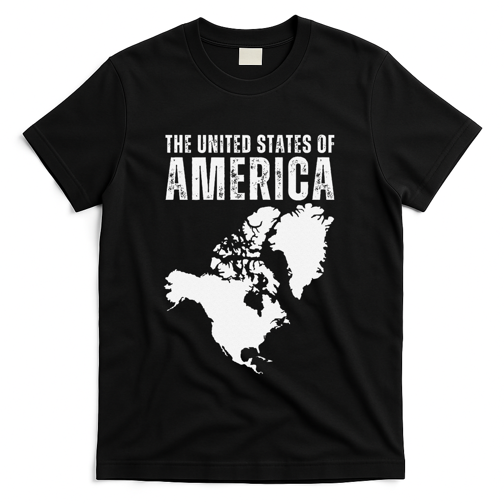 Funny Trump Speech American Flag Canada Greenland Gulf Map T-Shirt - Black