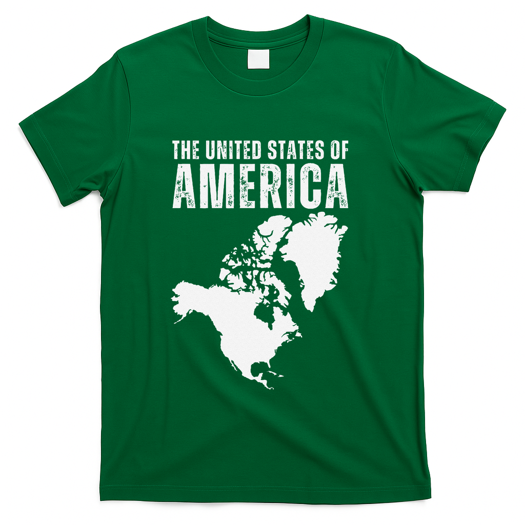 Funny Trump Speech American Flag Canada Greenland Gulf Map T-Shirt - Green