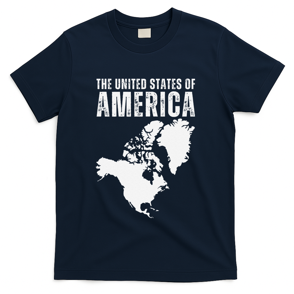 Funny Trump Speech American Flag Canada Greenland Gulf Map T-Shirt - Navy