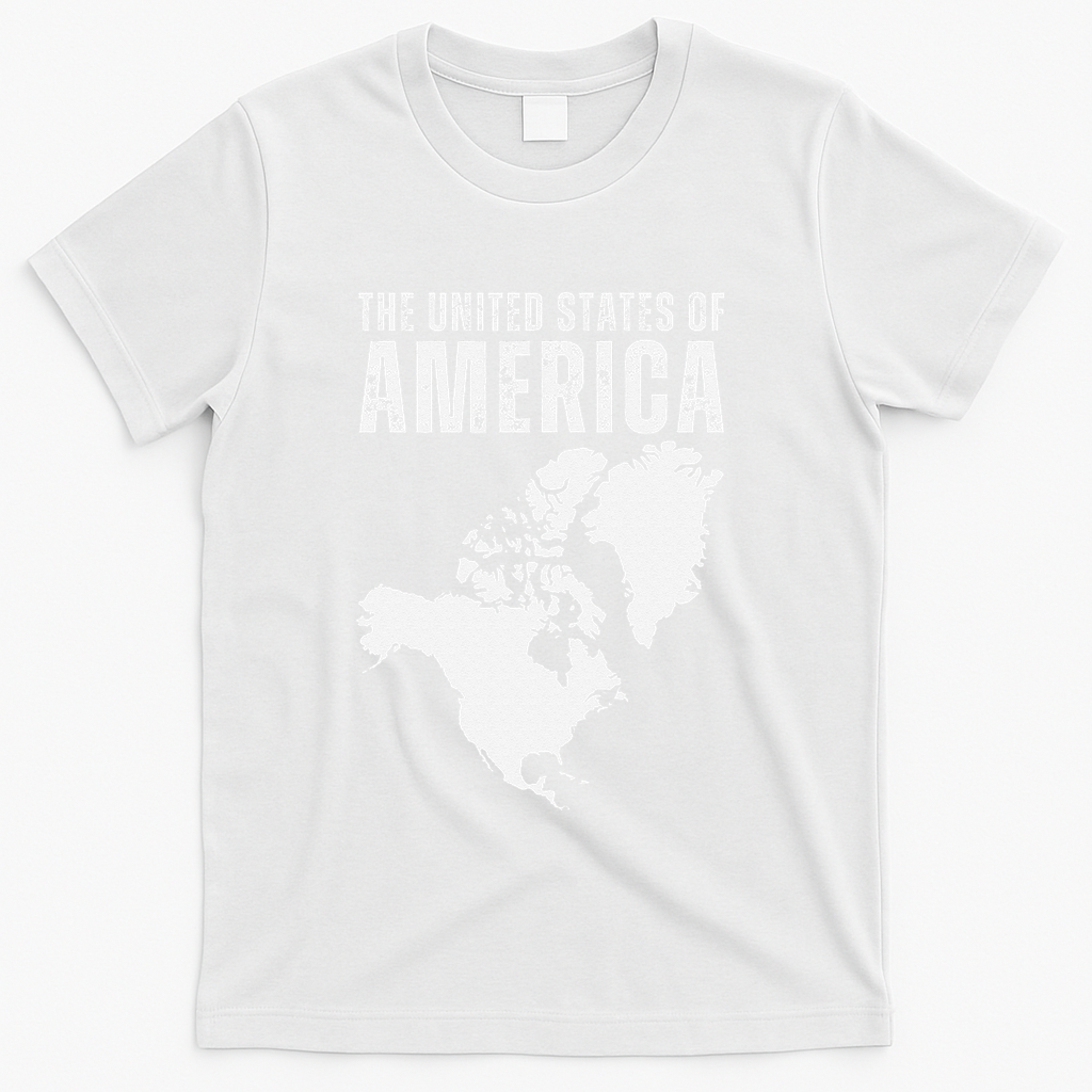 Funny Trump Speech American Flag Canada Greenland Gulf Map T-Shirt - White