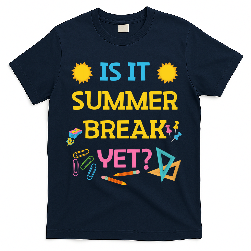 Funny Teacher Summer Break Spring Break Last Day Of School Gift T-Shirt - Navy