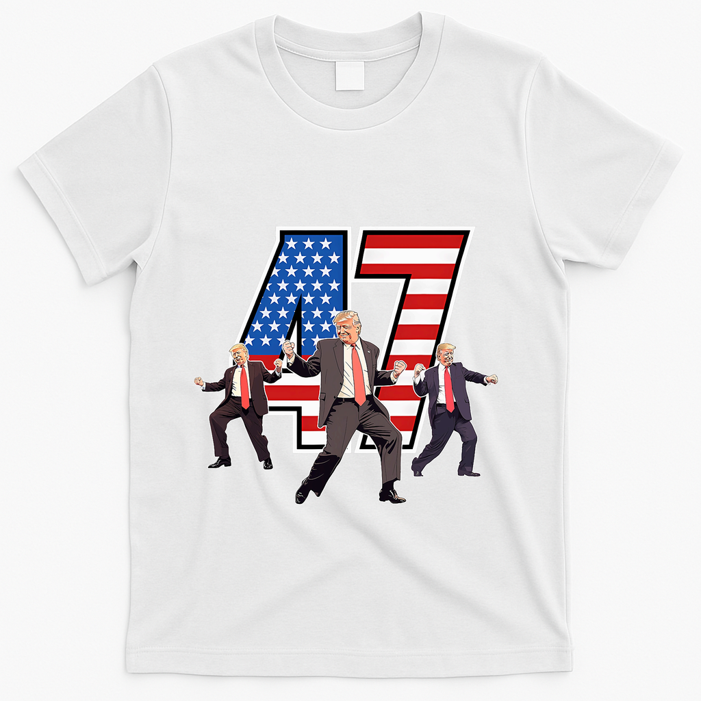 Funny Trump Victory Dance 47th President Dancing T-Shirt - White