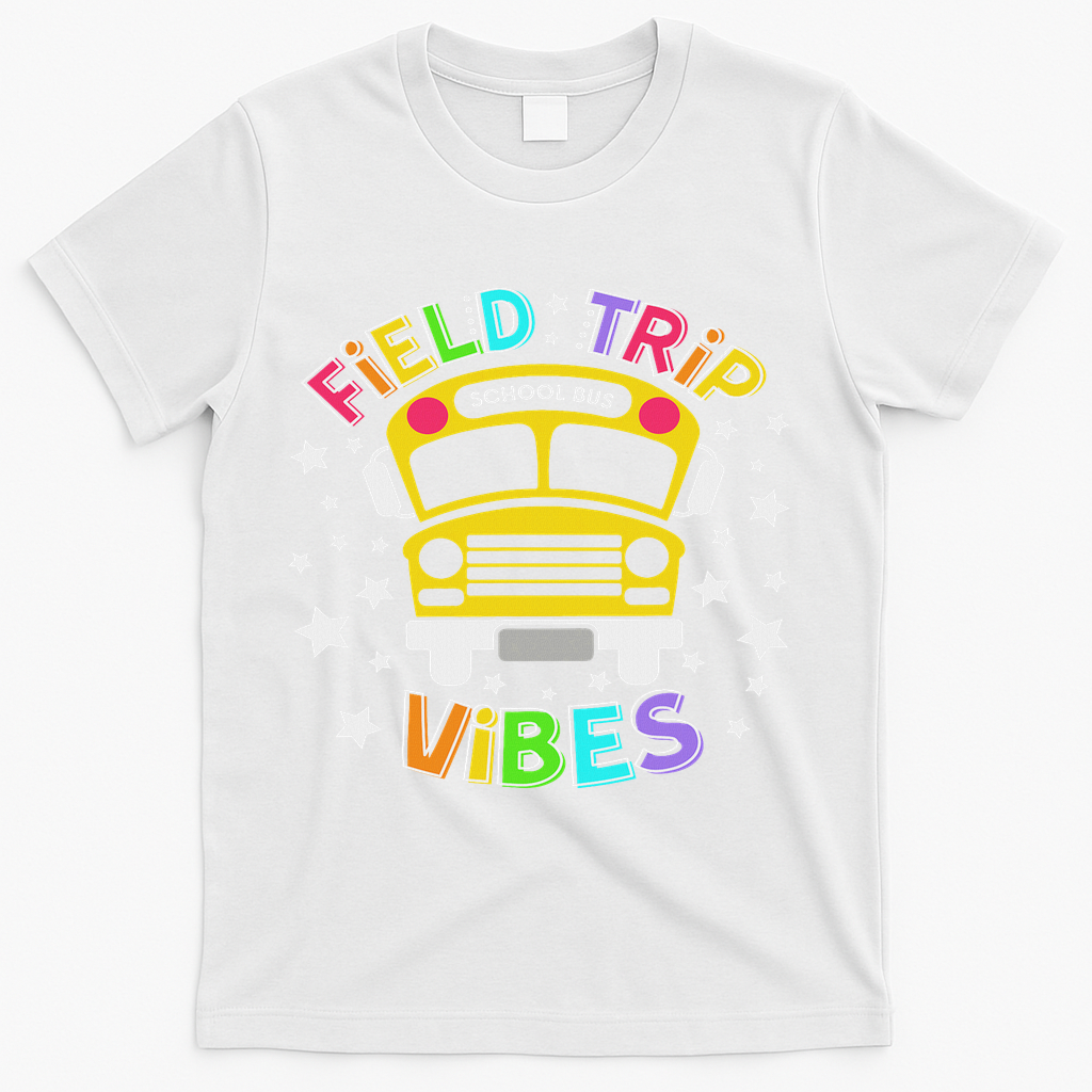 Field Trip Vibes Field Day School Bus Yellow Teacher Student T-Shirt - White