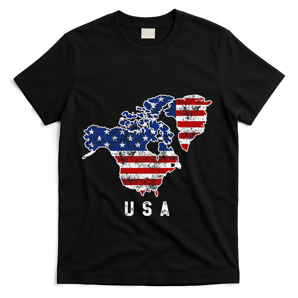 Funny Trump’S Vision Of Usa Map With Canada And Greenland T-Shirt - Black