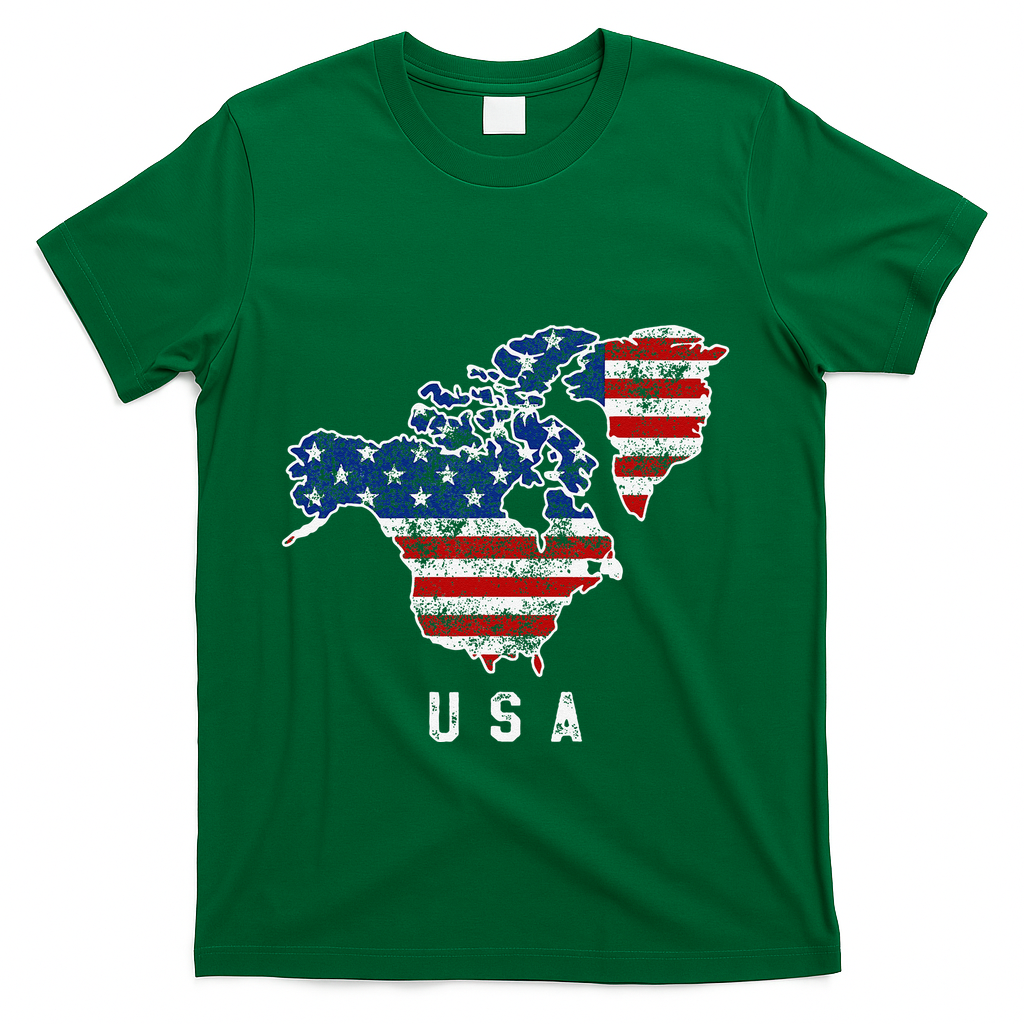 Funny Trump’S Vision Of Usa Map With Canada And Greenland T-Shirt - Green
