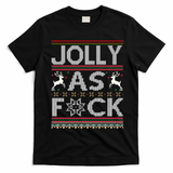 Funny Ugly Christmas Jolly As F Ck Xmas Party Gift T-Shirt - Black