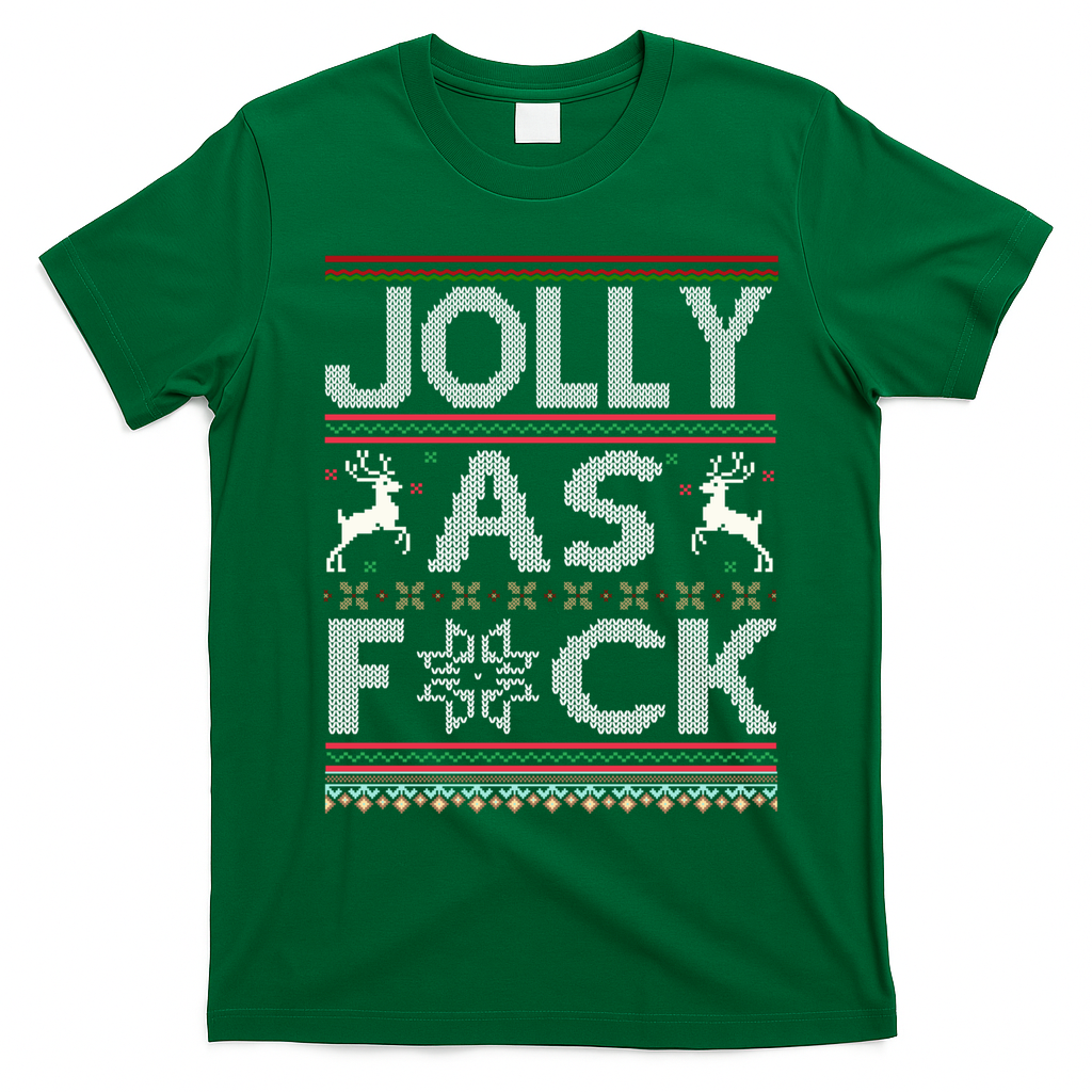 Funny Ugly Christmas Jolly As F Ck Xmas Party Gift T-Shirt - Irish Green