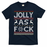 Funny Ugly Christmas Jolly As F Ck Xmas Party Gift T-Shirt - Navy Blue