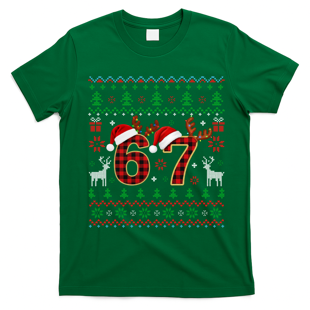 Funny Ugly Sweater 67 Christmas T-Shirt - Irish Green