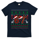 Funny Ugly Sweater 67 Christmas T-Shirt - Navy Blue