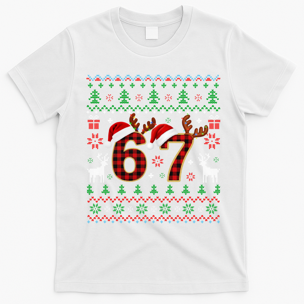 Funny Ugly Sweater 67 Christmas T-Shirt - White