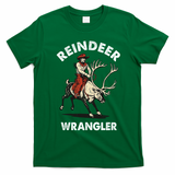 Funny Vintage Christmas Riding A Reindeer Cowboy Cowgirl T-Shirt - Irish Green
