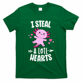 Funny Valentines Day Kawaii Axolotl Lover Anime Steal Hearts T-Shirt