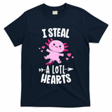 Funny Valentines Day Kawaii Axolotl Lover Anime Steal Hearts T-Shirt