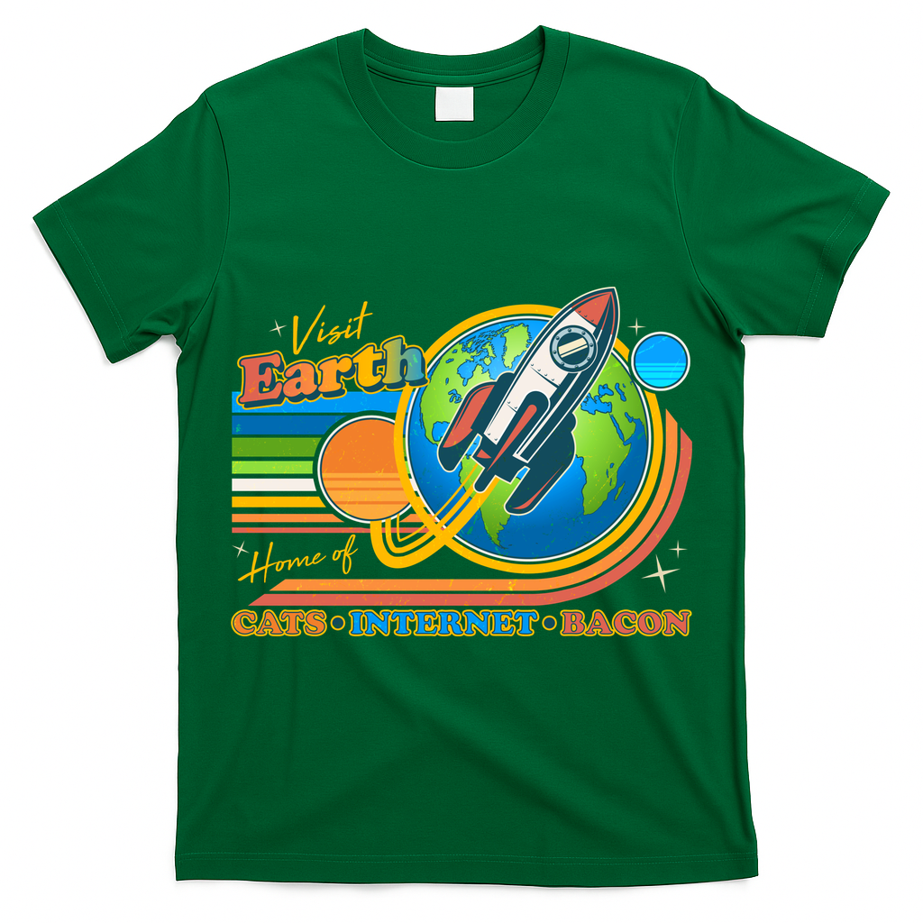Visit Earth Home Of Cats Internet Bacon T-Shirt