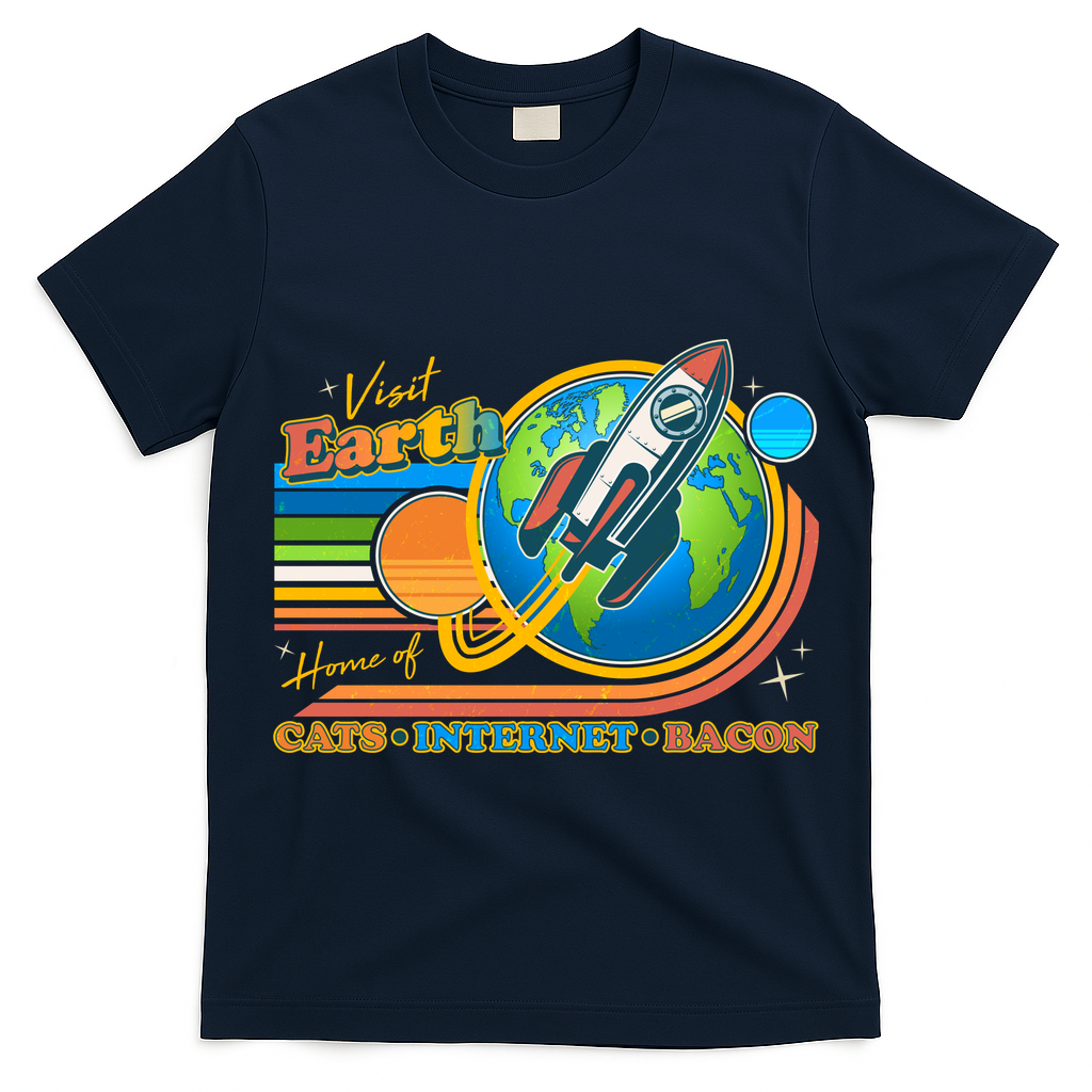 Visit Earth Home Of Cats Internet Bacon T-Shirt