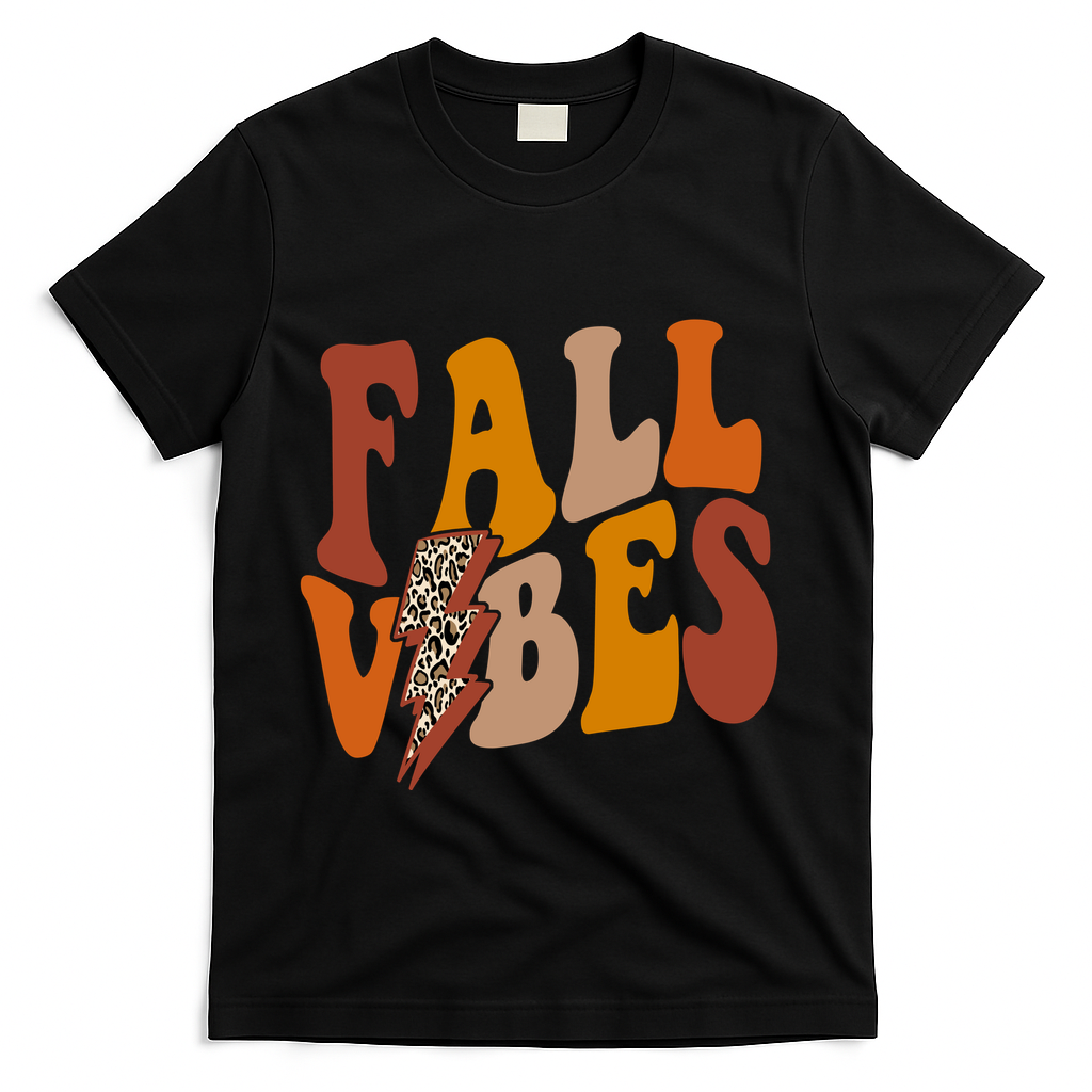 Fall Vibes Fall Season Lighting Bolt T-Shirt - Black