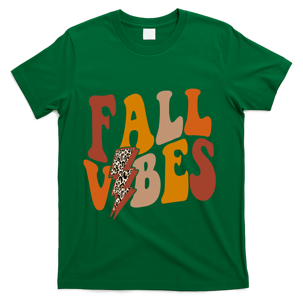 Fall Vibes Fall Season Lighting Bolt T-Shirt - Green