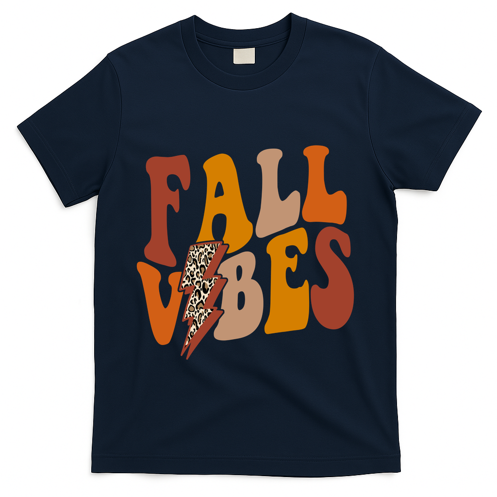 Fall Vibes Fall Season Lighting Bolt T-Shirt - Navy