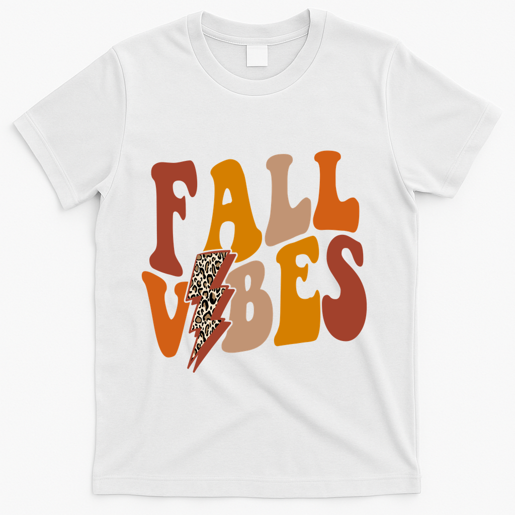 Fall Vibes Fall Season Lighting Bolt T-Shirt - White
