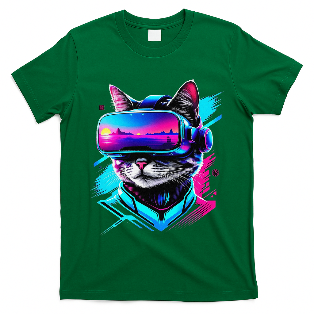 Funny Vr Gamer Cat In Vr Headset Virtual Reality Gaming T-Shirt