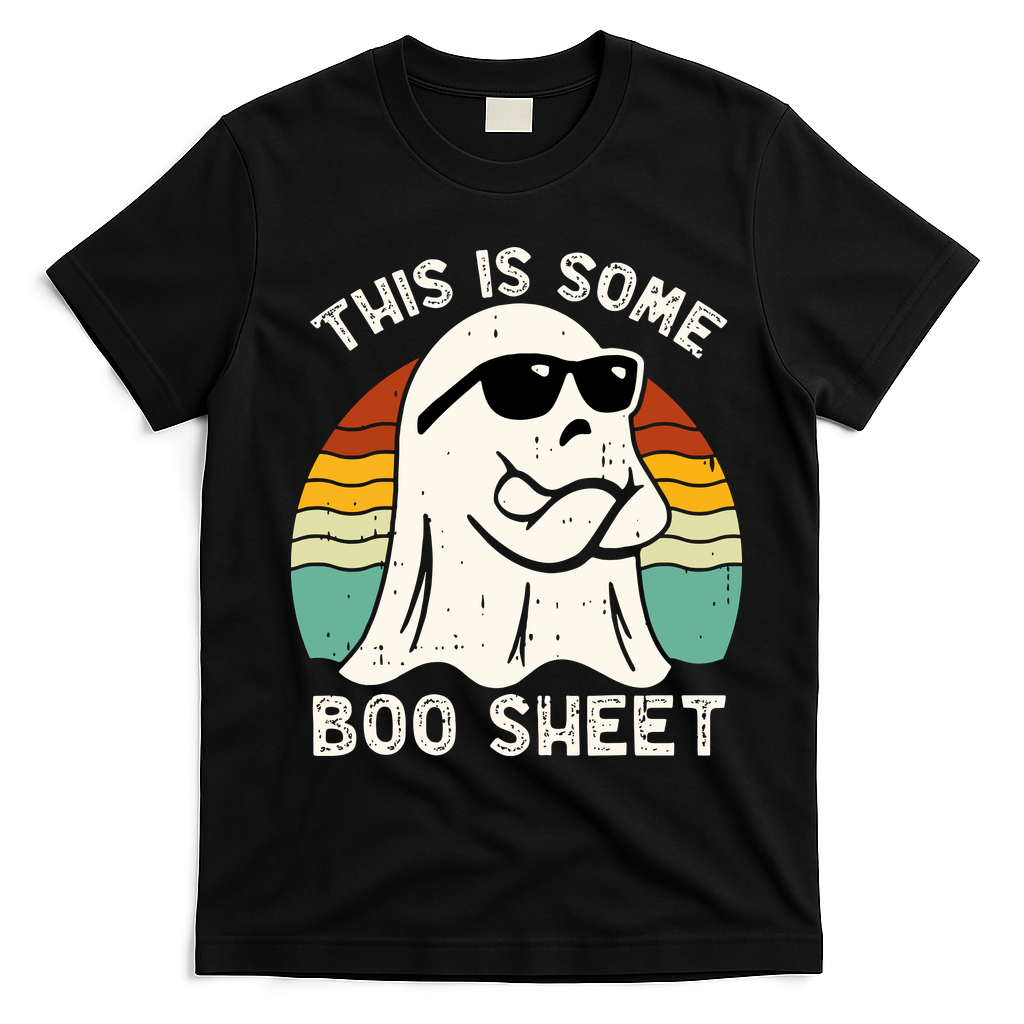 Funny Vintage Halloween Boo Ghost This Is Some Boo Sheet Gift T-Shirt - Black