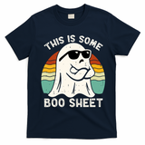 Funny Vintage Halloween Boo Ghost This Is Some Boo Sheet Gift T-Shirt - Navy Blue