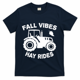 Fall Vibes Hay Rides Season T-Shirt - Navy