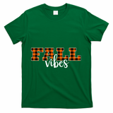 Fall Vibes Plaid October T-Shirt - Green