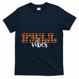Fall Vibes Plaid October T-Shirt - Navy