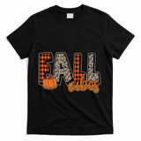 Fall Vibes Pumpkin Plaid Cheetah T-Shirt - Black