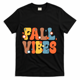 Fall Vibes Retro Groovy Cute T-Shirt - Black