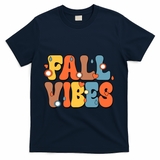 Fall Vibes Retro Groovy Cute T-Shirt - Navy
