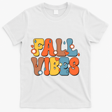 Fall Vibes Retro Groovy Cute T-Shirt - White